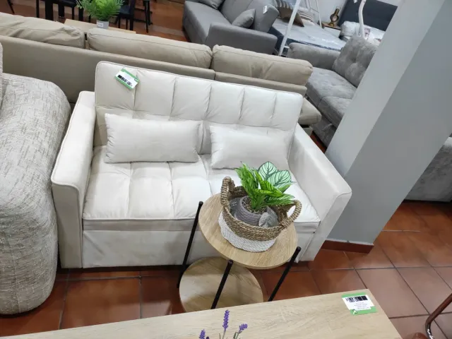 Sofá cama 130cm beige/blanco