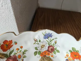 Centro de mesa cerámica y latón dorado