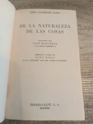 TITO LUCRECIO CARO DE LA NATURALEZA DE LAS COSAS