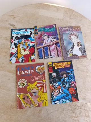 Lote 5 cómics manga antiguos robotech Candy Candy