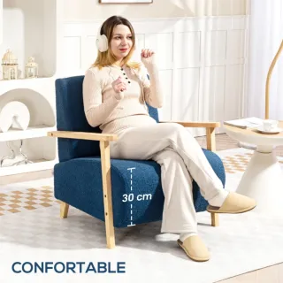 Poltrona Nordica in Stile Borreguito Blu