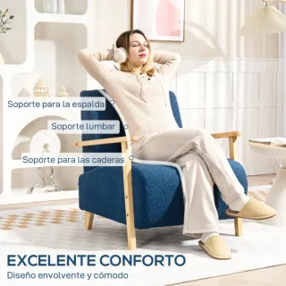 Poltrona Nordica in Stile Borreguito Blu