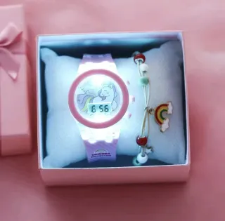 Conjunto Reloj y Pulsera Unicornio Niña