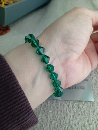 Pulsera elástica cristal Swarovski verde