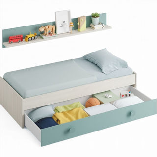 Cama Juvenil Nido. Blanco Alpes/Verde Acqua