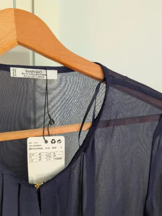 Mango Chaqueta Gasa Azul Talla M