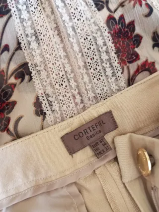 Lote Pantalón Beige y Blusa Estampada