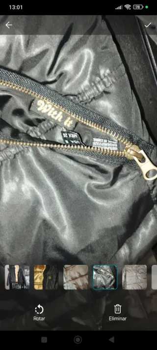 Cazadora reversible negra y dorada