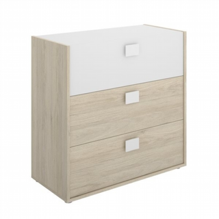 Cómoda 3 Cajones Dina. Natural / Blanco