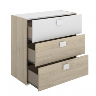 Cómoda 3 Cajones Dina. Natural / Blanco