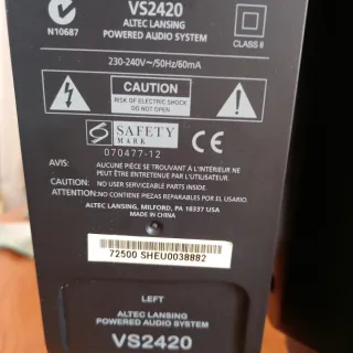 Altavoces Altec Lansing PC Negros Mod. VS2420