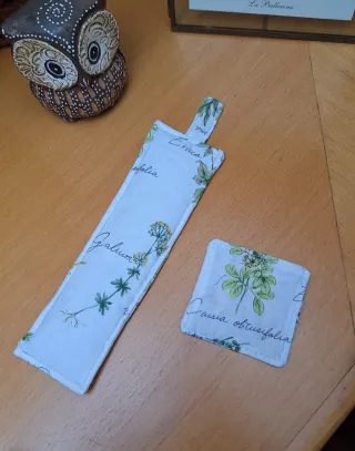 Par de marcapáginas de tela a juego - botánica