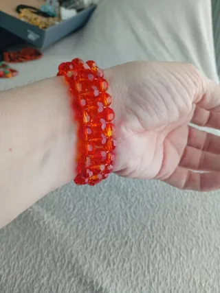 Pulsera elástica Swarovski cristal naranja