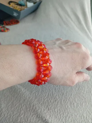 Pulsera elástica Swarovski cristal naranja