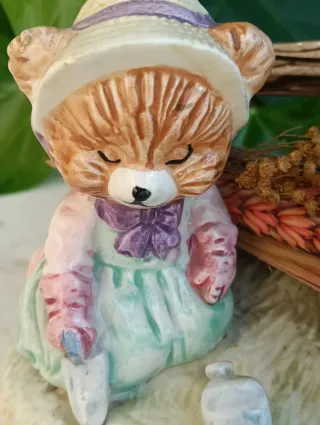 Figura Ositos Jardineros Cerámica