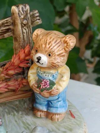 Figura Ositos Jardineros Cerámica