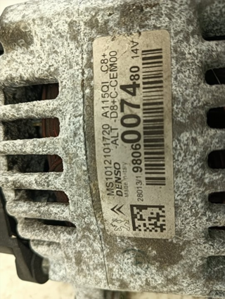 ALTERNADOR CITROEN C3 HM01 9806007480