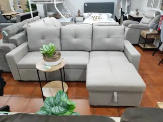 Sofá Cama Chaise Longue 215cm Beige