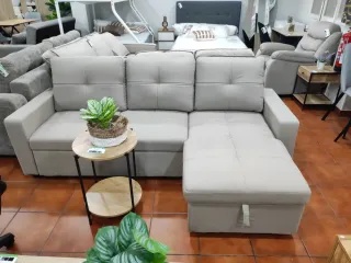 Sofá Cama Chaise Longue 215cm Beige