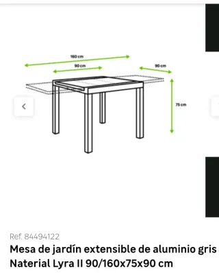 Conjunto de mesa extensible y sillas para jardin