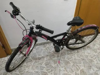 Bicicleta rosa y negra