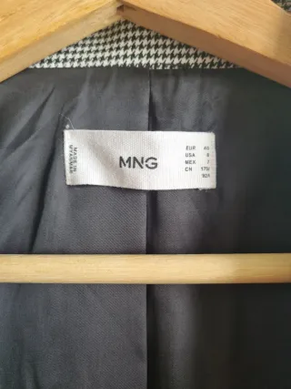 Americana Mango Cuadros Vichy Negro Talla 40 Mango