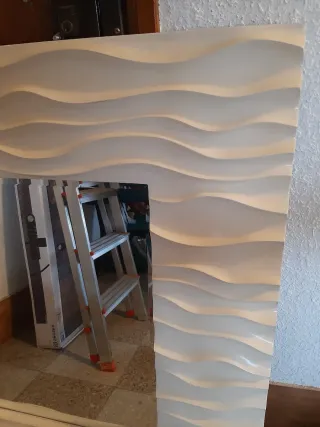 Espejo Diseño Ondulado Blanco Roto 97x98.5cm