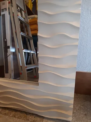 Espejo Diseño Ondulado Blanco Roto 97x98.5cm