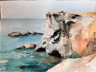 2 Acuarelas de la costa de Cabo de Palos