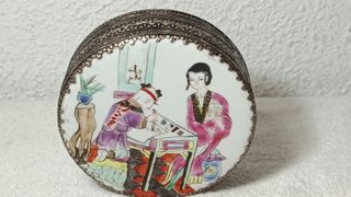 Antiguo joyero porcelana China esmaltada ppio S.XX