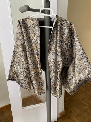 Vestido de fiesta seda India oro y plata