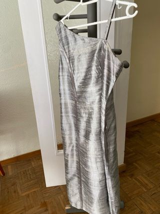 Vestido de fiesta seda India oro y plata