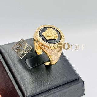 SELLO REDONDO ONIX MEDUSA. Oro 18k.