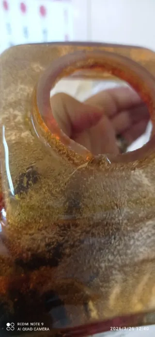 Cuenco o tulipa de cristal ámbar y damajuanas
