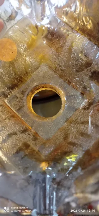 Cuenco o tulipa de cristal ámbar y damajuanas