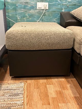 Sofá modular chaise longue beige y marrón
