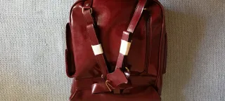 Mochila de piel auténtica marrón