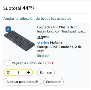 Teclado Logitech K400 Plus con Touchpad