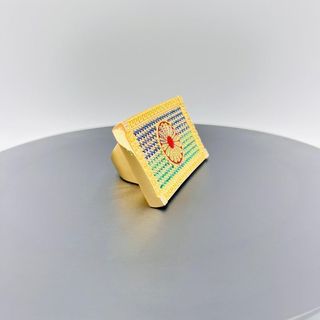 SELLO BANDERA GITANA CON CIRCONITAS. Oro 18k.