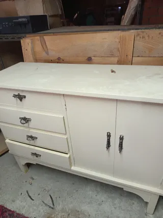 Mueble vintage madera y cristal