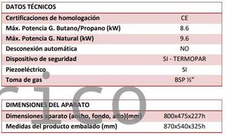 Plancha Gas Acero Laminado Serie 100 - PLC8100