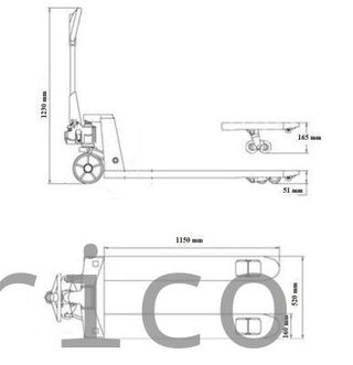 Transpaleta Hidráulica Extraplana 55 mm - 1500 Kg - 1150x520 mm