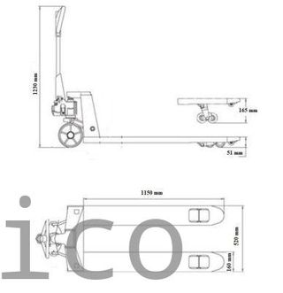Transpaleta Hidráulica Extraplana 55 mm - 1500 Kg - 1150x520 mm