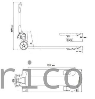 Transpaleta Hidráulica Extraplana 55 mm - 1500 Kg - 1150x520 mm