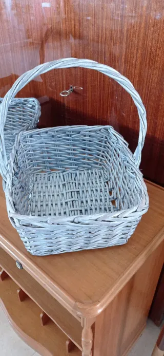 Cestas de mimbre gris (2 unidades)