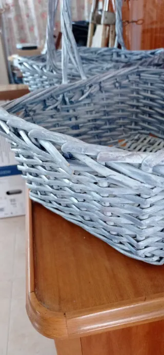 Cestas de mimbre gris (2 unidades)