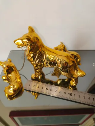 Soprammobile vintage cagnolini ceramica dorata
