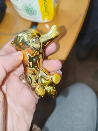 Soprammobile vintage cagnolini ceramica dorata