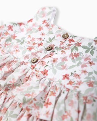 Vestido niña volantes flores rosas - Talla 1a