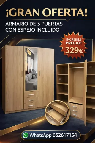 Armario 3 puertas con espejo